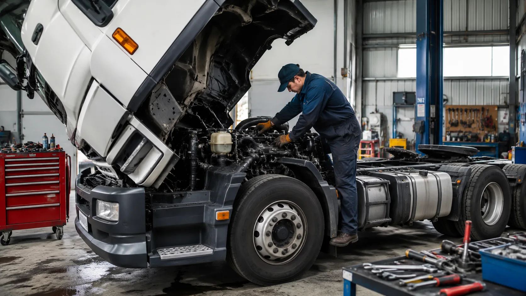 Heavy duty semi truck repair workshop